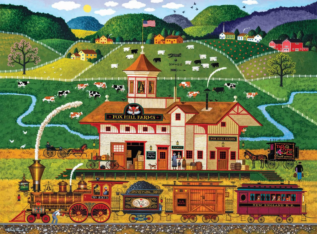 Buffalo Games Charles Wysocki Fox Hill Farms 1000-Piece Jigsaw Puzzle – 26.75 x 19.75 Inches