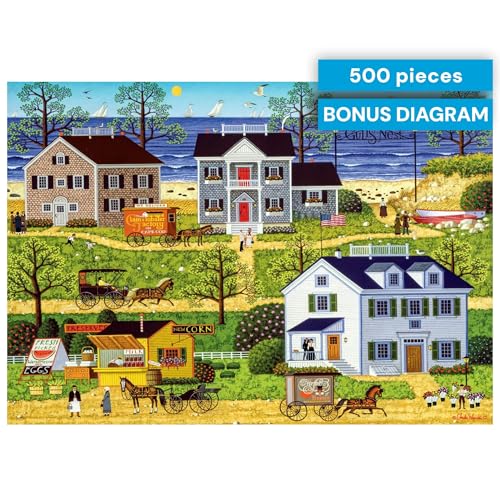 Buffalo Games Charles Wysocki Gulls Nest 500-Piece Jigsaw Puzzle – Seaside Americana Art for Adults