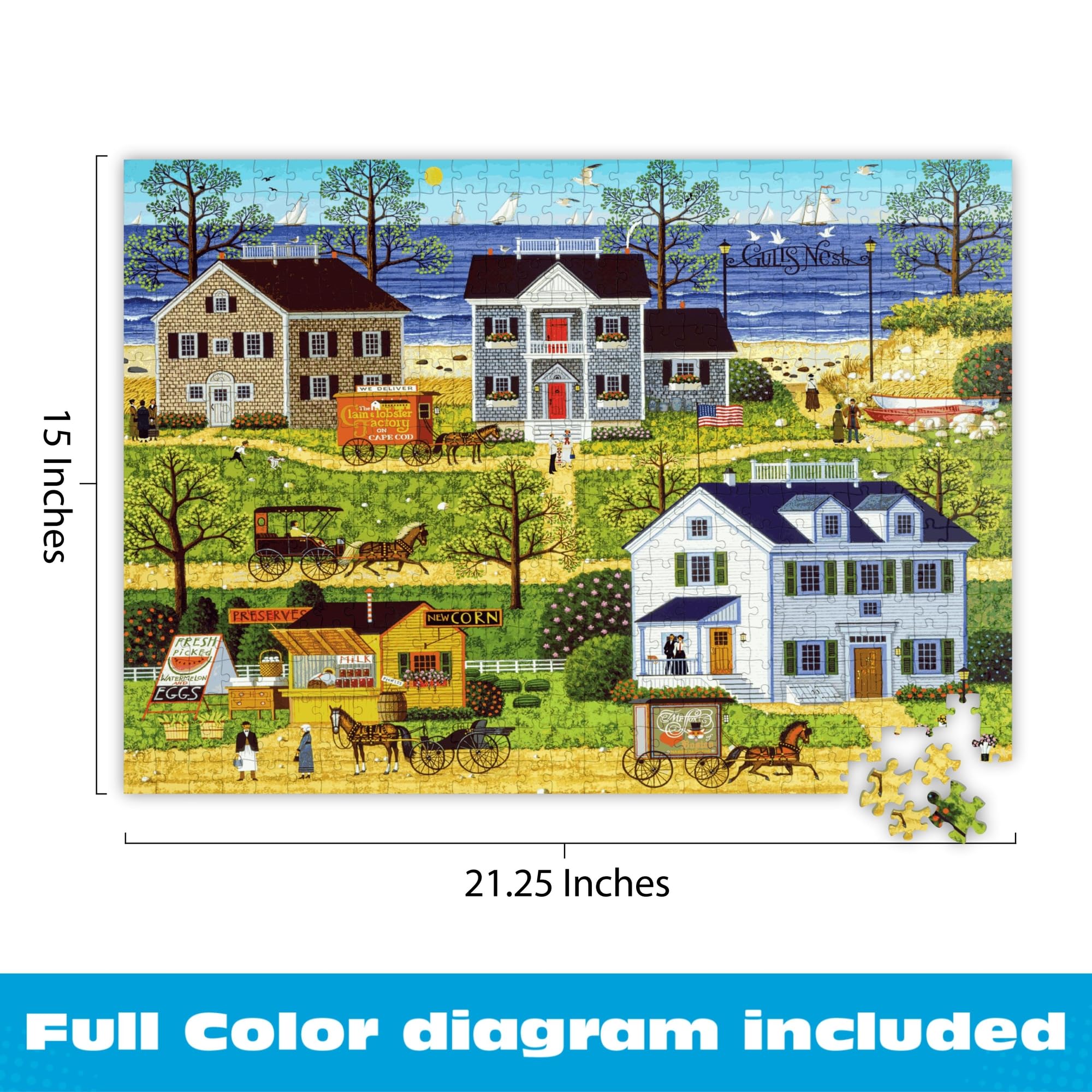 Buffalo Games Charles Wysocki Gulls Nest 500-Piece Jigsaw Puzzle – Seaside Americana Art for Adults