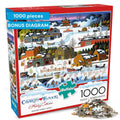 Buffalo Games Charles Wysocki Hickory Haven Canal 1000-Piece Jigsaw Puzzle – Winter Village Scene, Precision-Cut, with Poster, Ages 14+