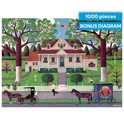 Buffalo Games Charles Wysocki Ice Cream & Hopscotch 1000-Piece Jigsaw Puzzle - Americana Art, Bonus Poster