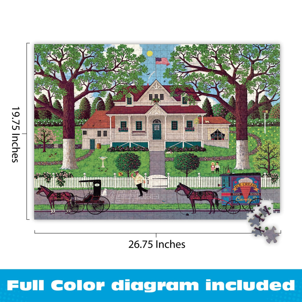 Buffalo Games Charles Wysocki Ice Cream & Hopscotch 1000-Piece Jigsaw Puzzle - Americana Art, Bonus Poster