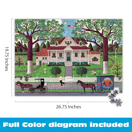 Buffalo Games Charles Wysocki Ice Cream & Hopscotch 1000-Piece Jigsaw Puzzle - Americana Art, Bonus Poster
