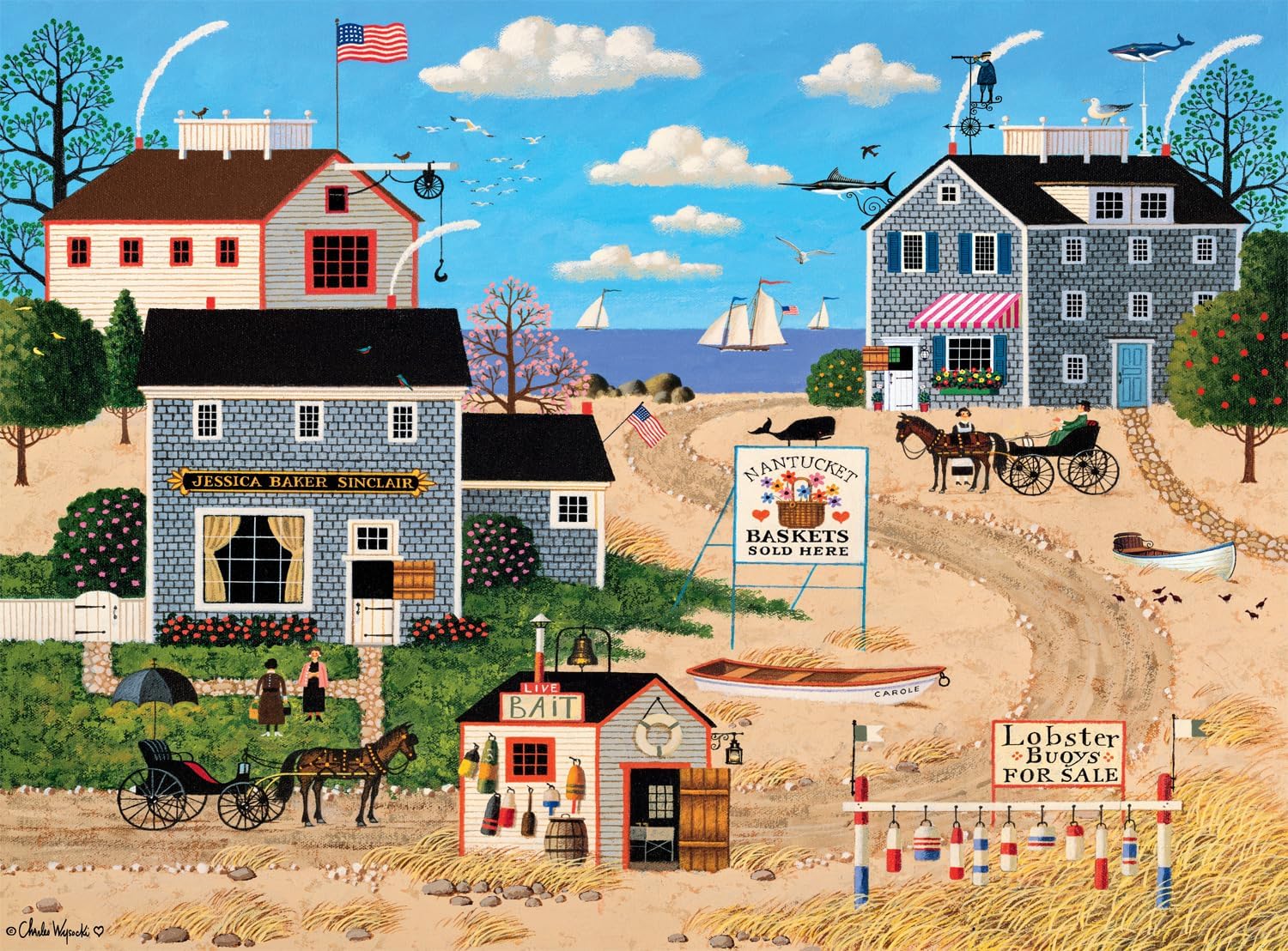 Buffalo Games Charles Wysocki Nantucket Breeze 1000 Piece Jigsaw Puzzle - 26.75x19.75 in - Nautical Scene for Adults