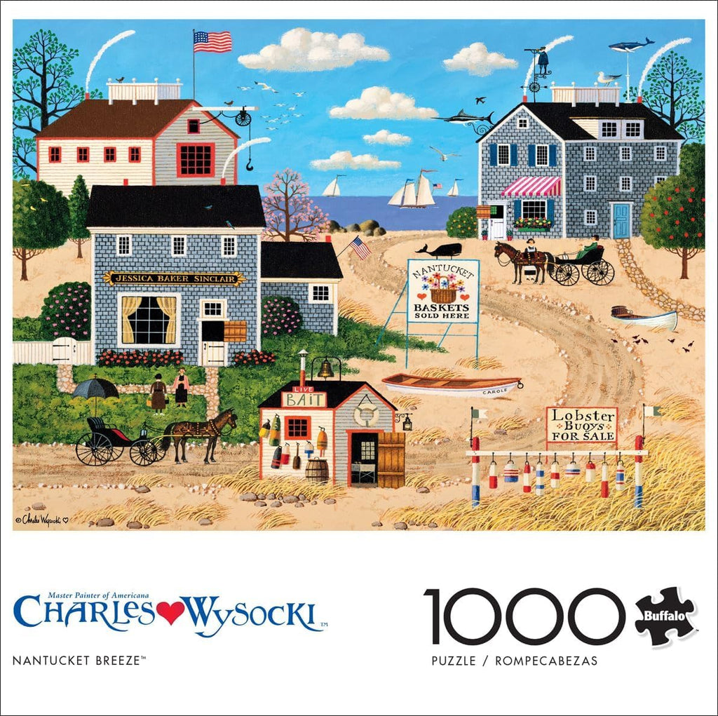 Buffalo Games Charles Wysocki Nantucket Breeze 1000 Piece Jigsaw Puzzle - 26.75x19.75 in - Nautical Scene for Adults