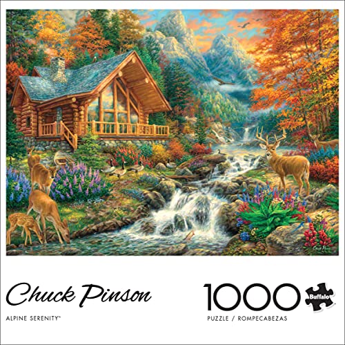 Buffalo Games Chuck Pinson Alpine Serenity 1000 Piece Jigsaw Puzzle – Autumn Landscape, 26.75 x 19.75 in, Bonus Poster