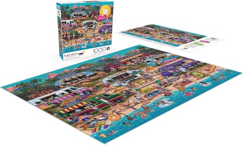 Buffalo Games Hawaiian Food Truck Festival 1000-Piece Jigsaw Puzzle – Beach Scene, Includes Poster, Made in USA