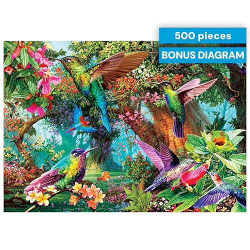 Buffalo Games Hummingbird Garden 500 Piece Jigsaw Puzzle – Steve Read Art, Bonus Poster, 21.25 x 15 Inches