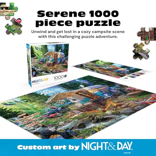 Buffalo Games Jeff Haynie Mountain Retreat 1000 Piece Jigsaw Puzzle – Forest Scene with Poster