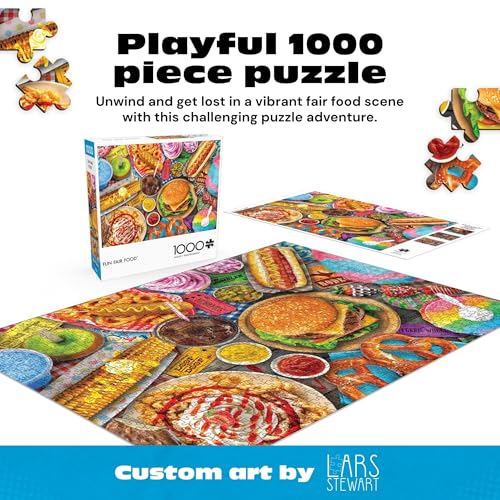 Buffalo Games Lars Stewart Fun Fair Food 1000 Piece Jigsaw Puzzle – Vibrant Carnival Scene with Precision-Cut Pieces and Full-Color Poster