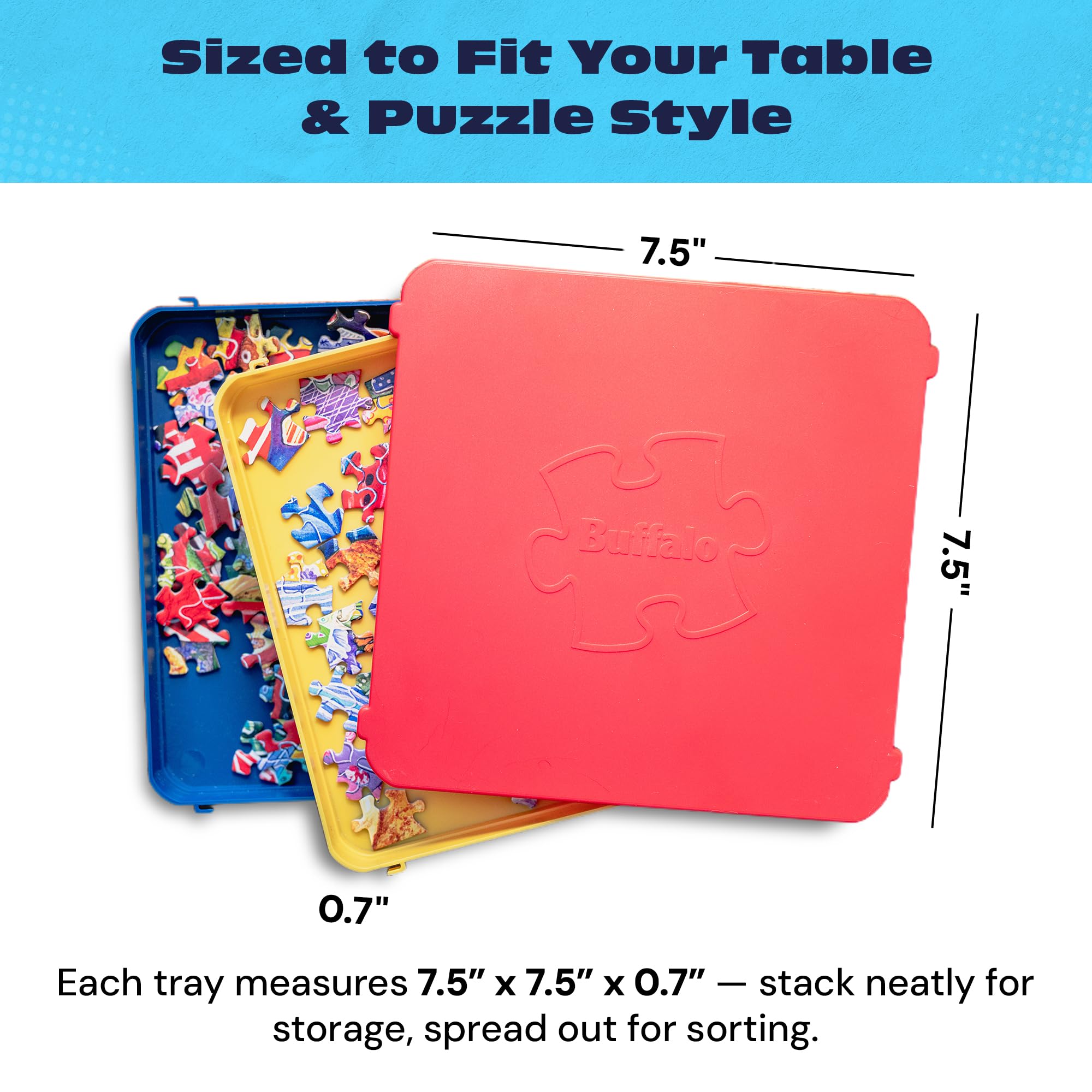 Buffalo Games Puzzle Sorting Trays – 7 Interlocking Trays with Safety Lid for Up to 1000 Pieces