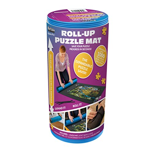 Buffalo Games Roll-Up Puzzle Mat – Premium Felt, Fits 1500-Piece Puzzles, Black