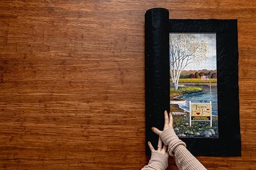 Buffalo Games Roll-Up Puzzle Mat – Premium Felt, Fits 1500-Piece Puzzles, Black