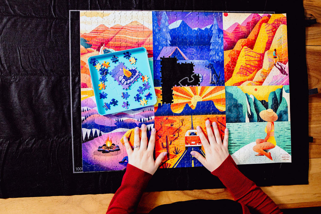 Buffalo Games Roll-Up Puzzle Mat – Premium Felt, Fits 1500-Piece Puzzles, Black