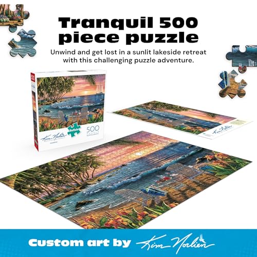 Buffalo Games Summertime 500 Piece Jigsaw Puzzle – Kim Norlien Coastal Scene, 21.25 x 15 in, Made in USA
