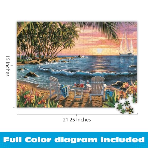Buffalo Games Summertime 500 Piece Jigsaw Puzzle – Kim Norlien Coastal Scene, 21.25 x 15 in, Made in USA