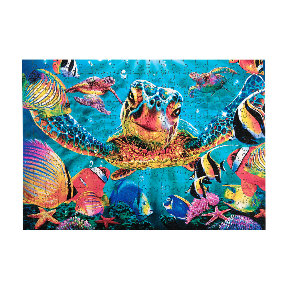 Buffalo Games Tiny Bubbles 250-Piece Wooden Jigsaw Puzzle – Sea Turtle & Tropical Fish Scene