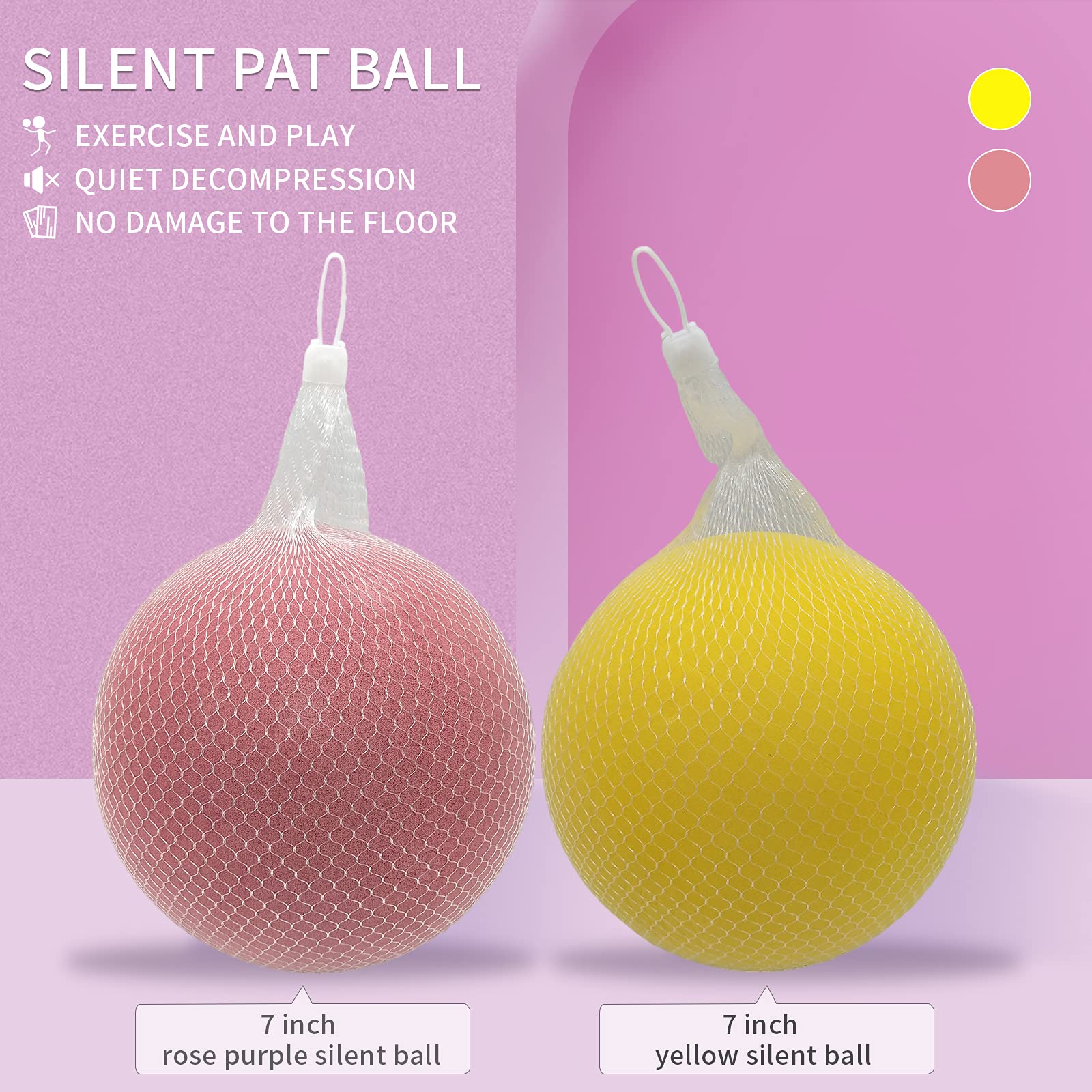 Buhoet 7-Inch Uncoated High Density Foam Ball – Silent Soft Toy Ball for Kids, Lightweight and Easy to Grasp, Rose Purple