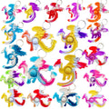 Bulk 24-Pack Dragon Mini Pop Fidget Toys - Silicone Keychain Party Favors for Kids, Classroom Prizes & Birthday Goodie Bags
