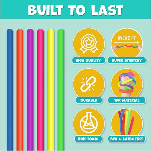 BUNMO Stretchy Strings 6-Pack: Sensory Fidget Toy for Kids 3+ – Latex-Free, Non-Mouthable