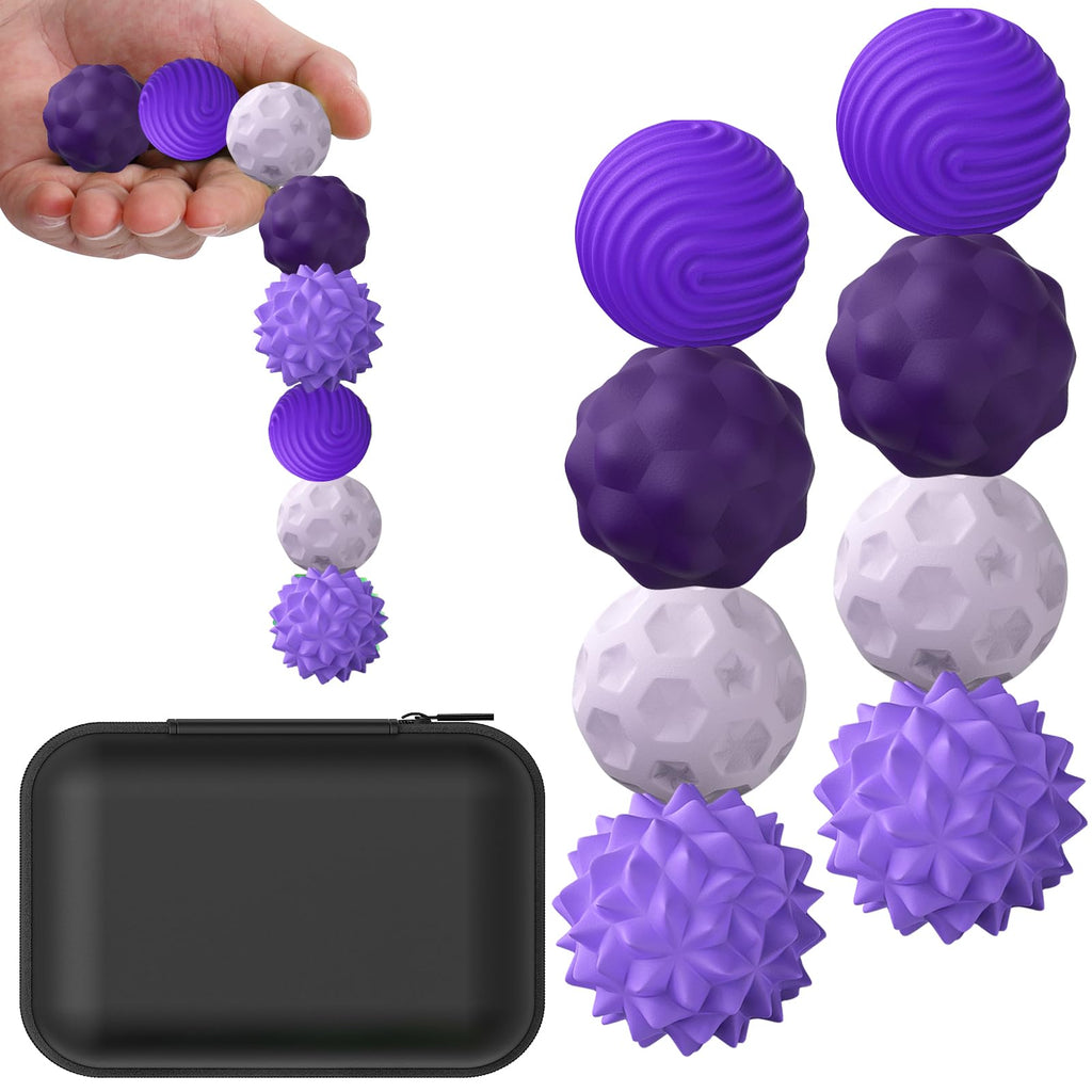 BUSOHA Silicone Fidget Balls 8 Pack – Purple Stress Relief Stones for Anxiety, ADHD, Sensory Travel Toys