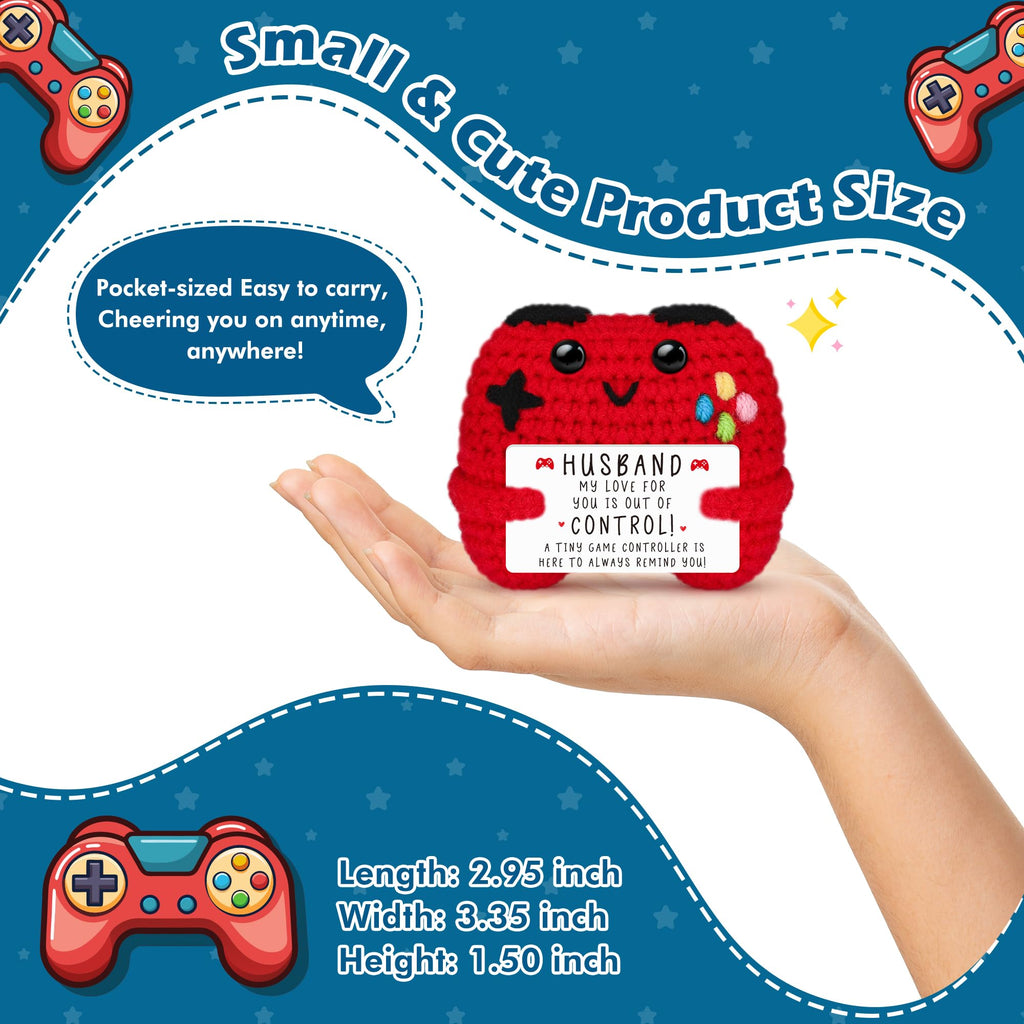 Busy Gaming Life Handmade Crochet Game Controller with Inspirational Card - Funny Stress Relief Gift for Gamers