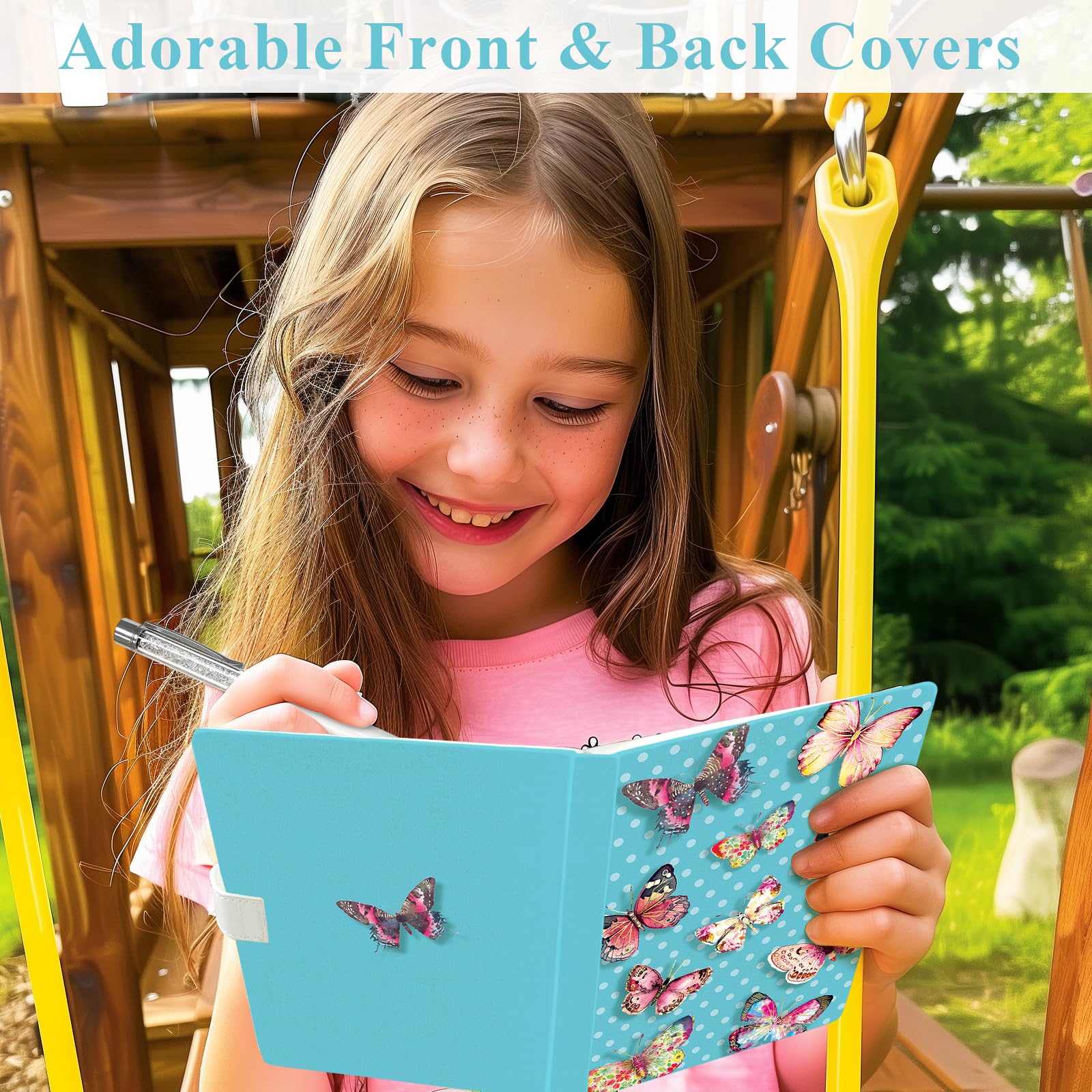 Butterflies Journal for Girls - Hardcover Diary with Pen, Magnetic Closure, 192 Lined Pages, 5.3"x7.5" - DWIYITTN