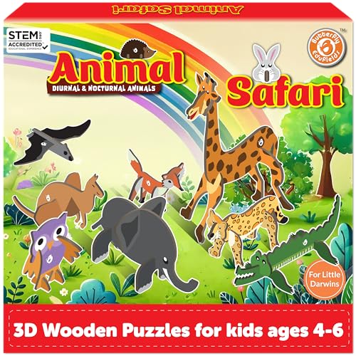 Butterfly EduFields 3D Wooden Animal Puzzles for Ages 2-4 — 10 DIY Animal Models