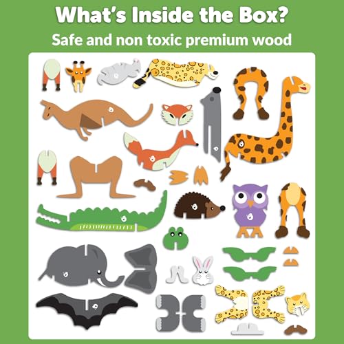 Butterfly EduFields 3D Wooden Animal Puzzles for Ages 2-4 — 10 DIY Animal Models
