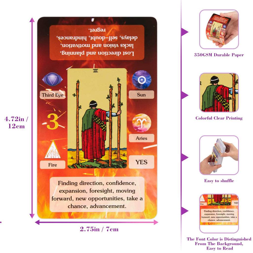 BWTY Tarot Deck for Beginners: 78 Cards with Keywords, Astrology, Chakra Cards, and Full Guidebook