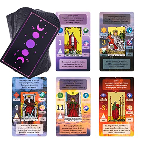 BWTY Tarot Deck for Beginners: 78 Cards with Keywords, Astrology, Chakra Cards, and Full Guidebook