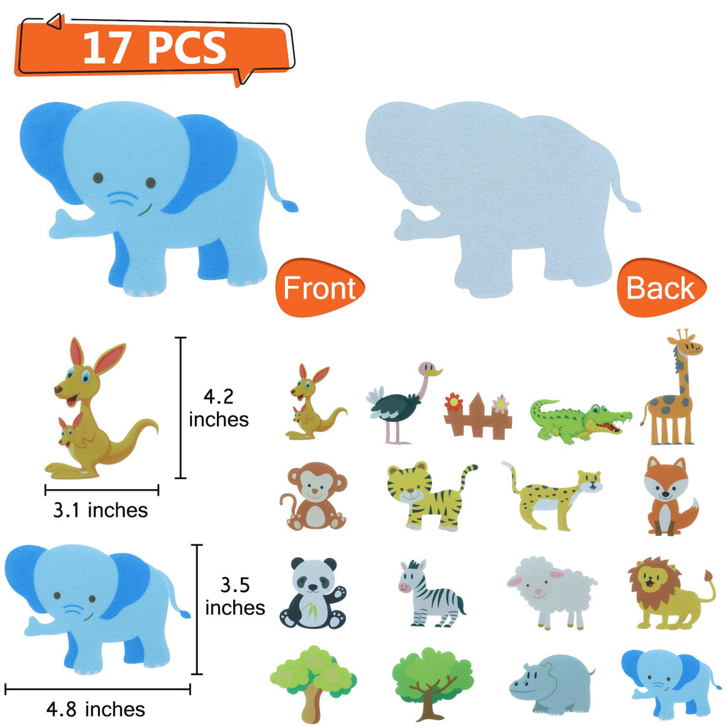 BXI 17 Pcs Zoo Animals Felt Story Board Set for Toddlers, Preschool & Kindergarten - Precut Jungle Animals for Early Learning