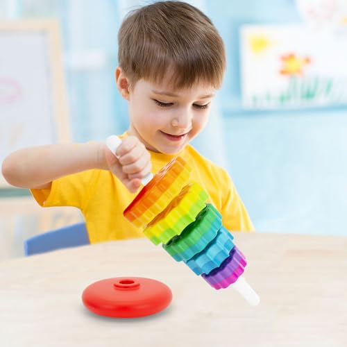 BYFWH Baby Spin Stack Toy – Rainbow Spinning Wheel for Toddlers 1-3, Educational Stacking Toy