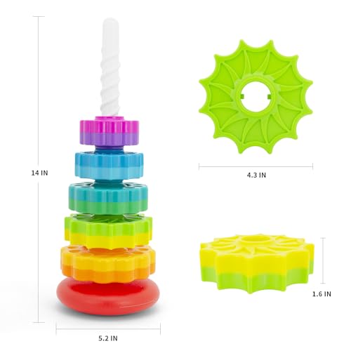 BYFWH Baby Spin Stack Toy – Rainbow Spinning Wheel for Toddlers 1-3, Educational Stacking Toy