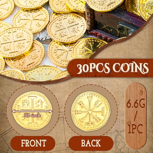 Byhoo 30-Piece Metal Pirate Gold Coin Set – Spanish Doubloon Replicas for Games and Cosplay
