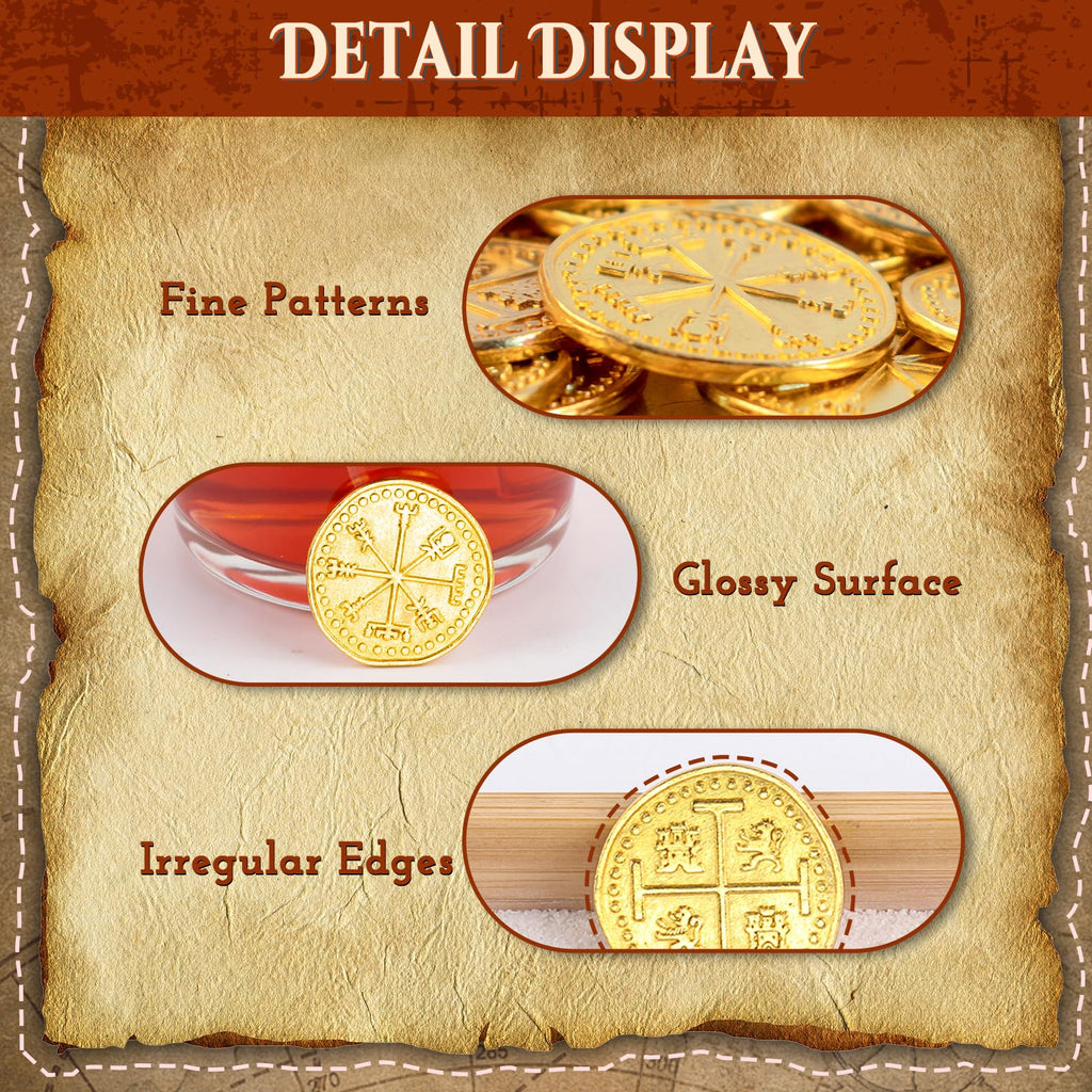 Byhoo 30-Piece Metal Pirate Gold Coin Set – Spanish Doubloon Replicas for Games and Cosplay