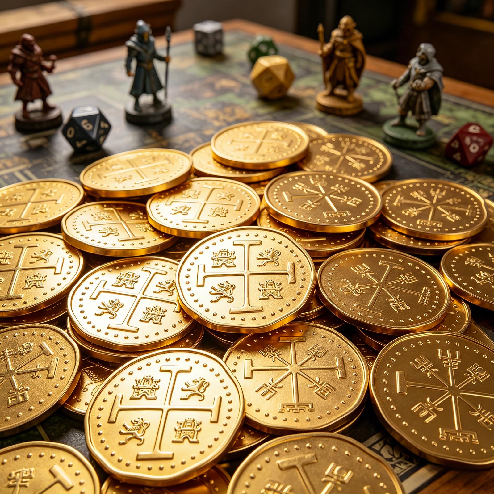 Byhoo 30-Piece Metal Pirate Gold Coin Set – Spanish Doubloon Replicas for Games and Cosplay