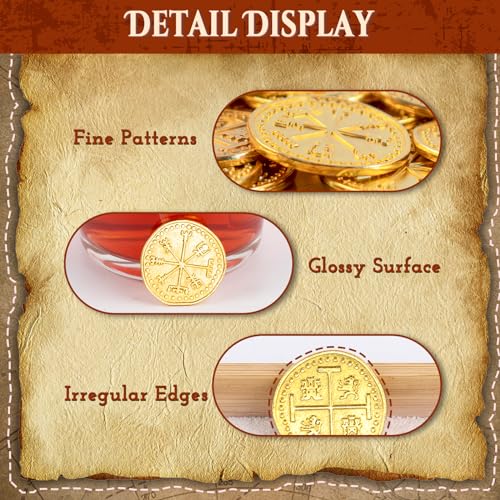 Byhoo 30-Piece Metal Pirate Gold Coin Set – Spanish Doubloon Replicas for Games and Cosplay