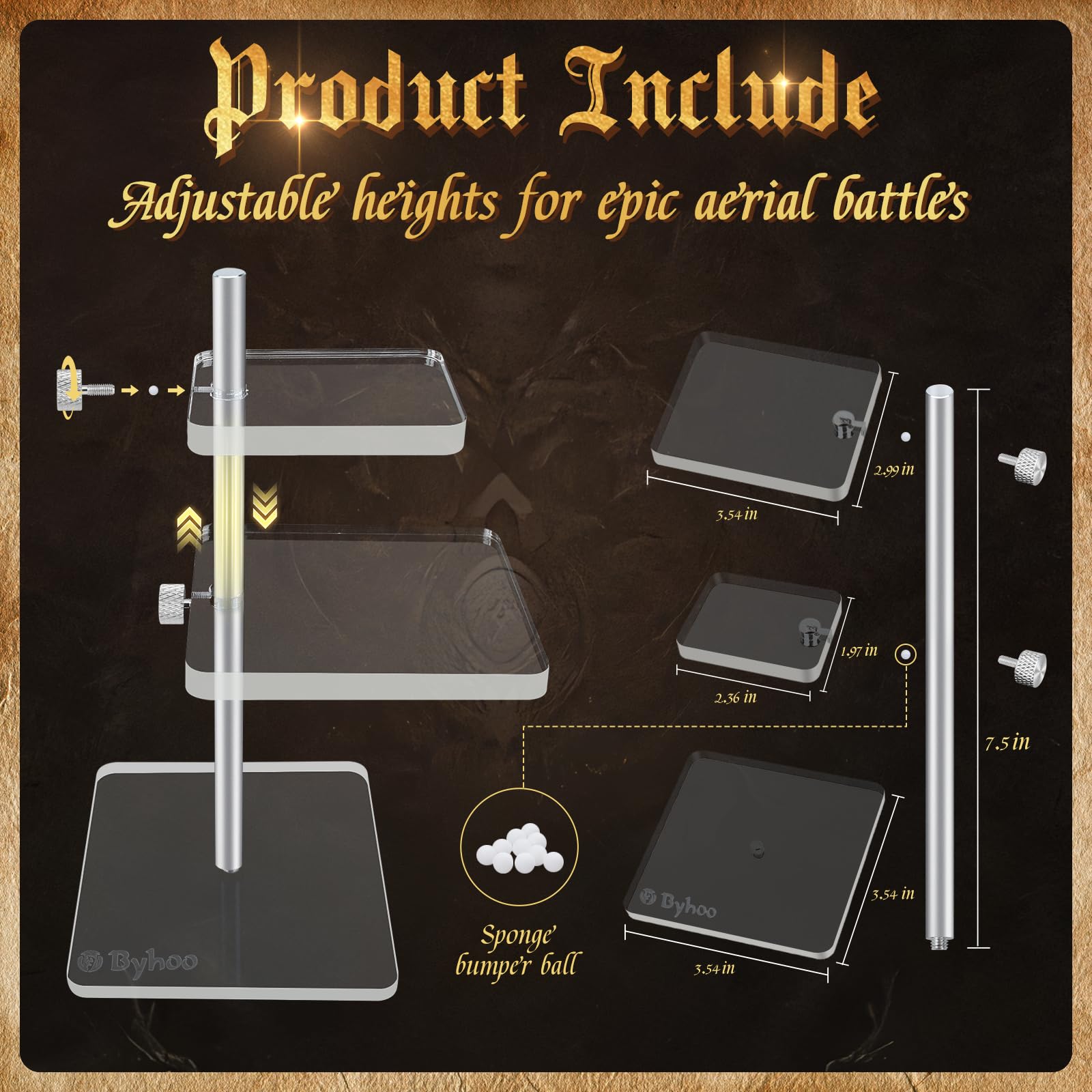 Byhoo DND Flying Miniatures Combat Risers – Adjustable Acrylic Flight Stands for Epic Battles