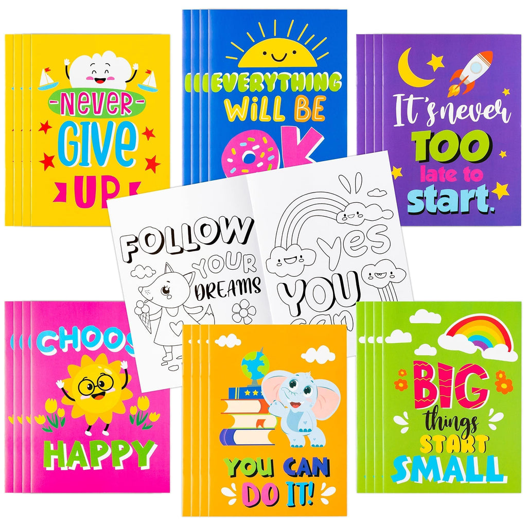 BZaber 24 Positive Affirmations Coloring Books – Inspirational DIY Color-In Pages for Kids, Back to School Gifts & Party Favors