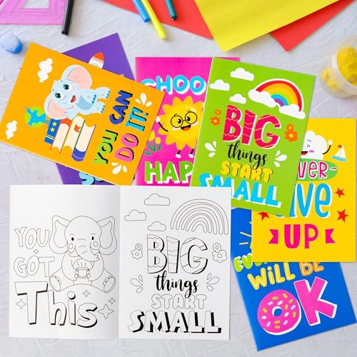 BZaber 24 Positive Affirmations Coloring Books – Inspirational DIY Color-In Pages for Kids, Back to School Gifts & Party Favors