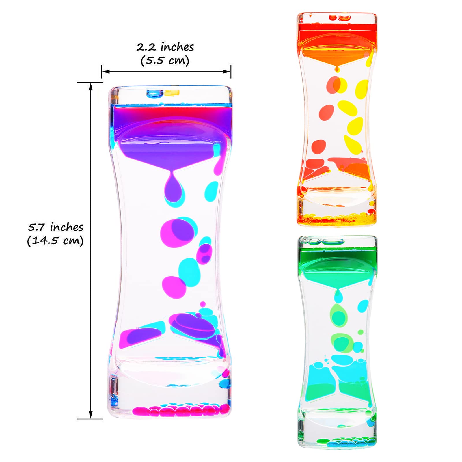 CAILINK Liquid Motion Bubbler 3-Pack – Sensory Toy for Kids and Adults, Glass Hourglass Desk Decor