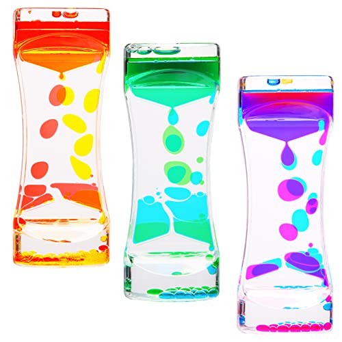 CAILINK Liquid Motion Bubbler 3-Pack – Sensory Toy for Kids and Adults, Glass Hourglass Desk Decor