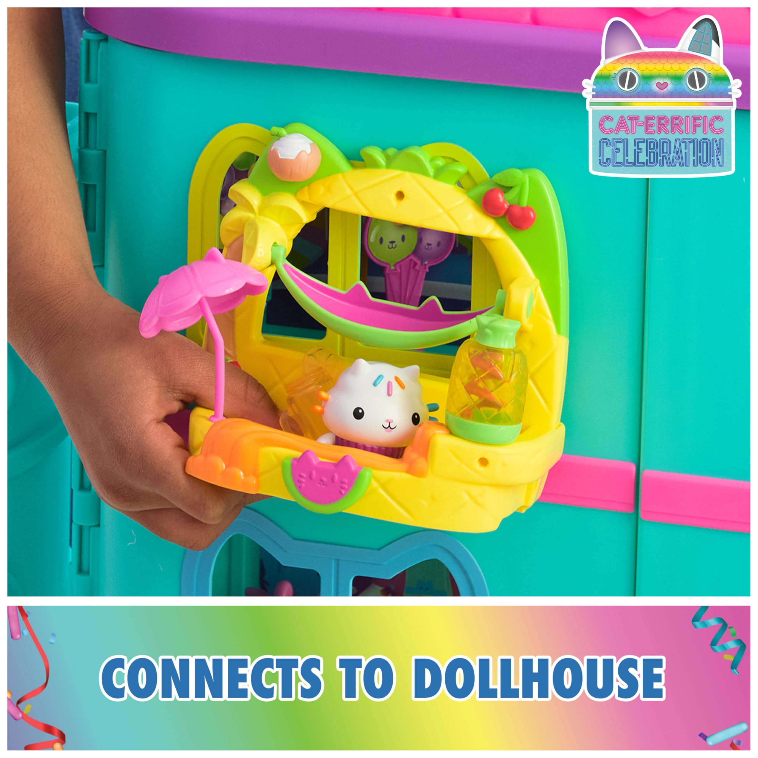 Cakey’s Fruit Smoothie Balcony Playset – 8-Piece Gabby's Dollhouse Toy with Surprise Mason Jar