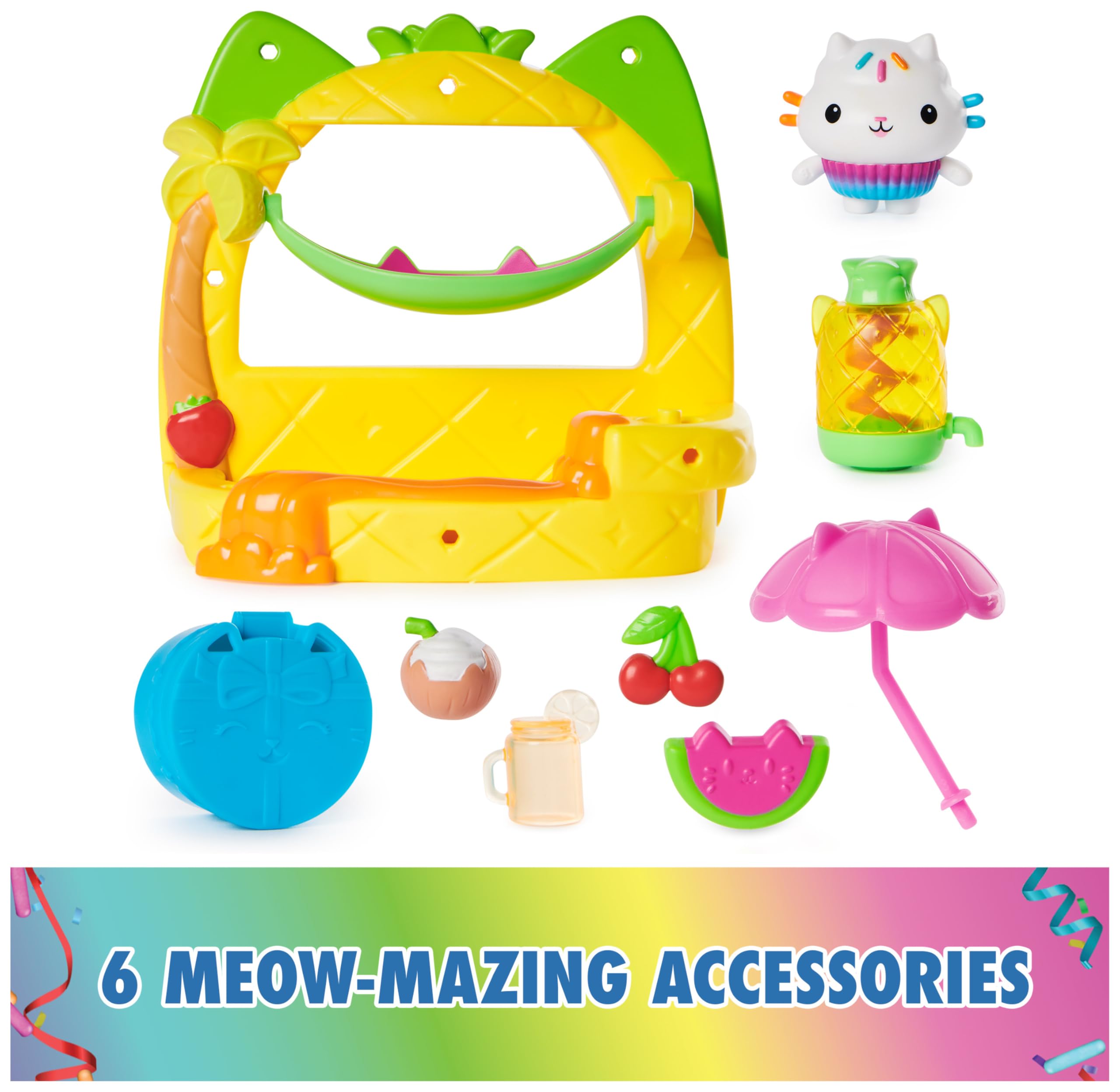 Cakey’s Fruit Smoothie Balcony Playset – 8-Piece Gabby's Dollhouse Toy with Surprise Mason Jar