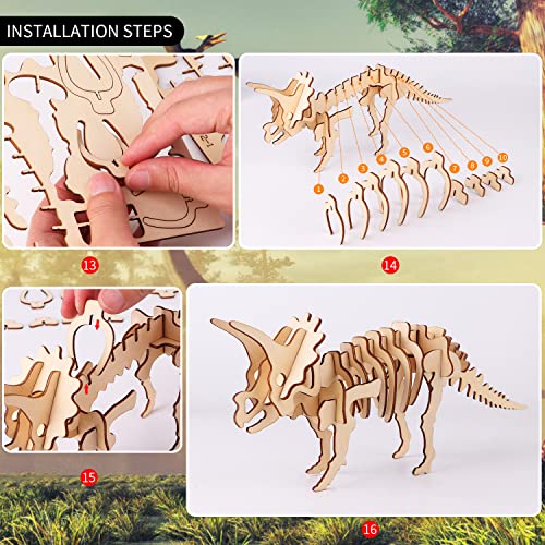 calary 3D Wooden Puzzle Set of 6 Dinosaur Models – DIY Assembly Toy for Kids and Adults