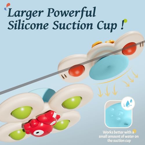CalfQueen Baby Dinosaur Suction Cup Spinner – Toddler Fidget Toy for Ages 1-3, Travel & Bath