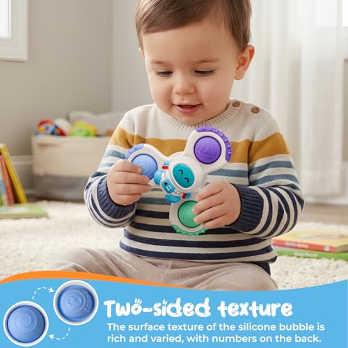 CalfQueen Baby Rocket Suction Cup Spinner - Travel Fidget Toy for Toddlers 1-3, Bath & High Chair Sensory Toy