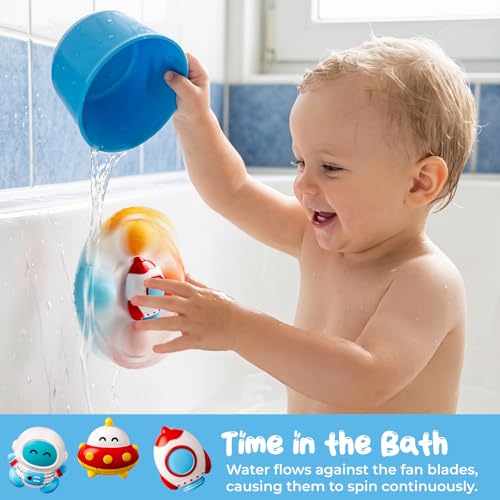 CalfQueen Baby Rocket Suction Cup Spinner - Travel Fidget Toy for Toddlers 1-3, Bath & High Chair Sensory Toy
