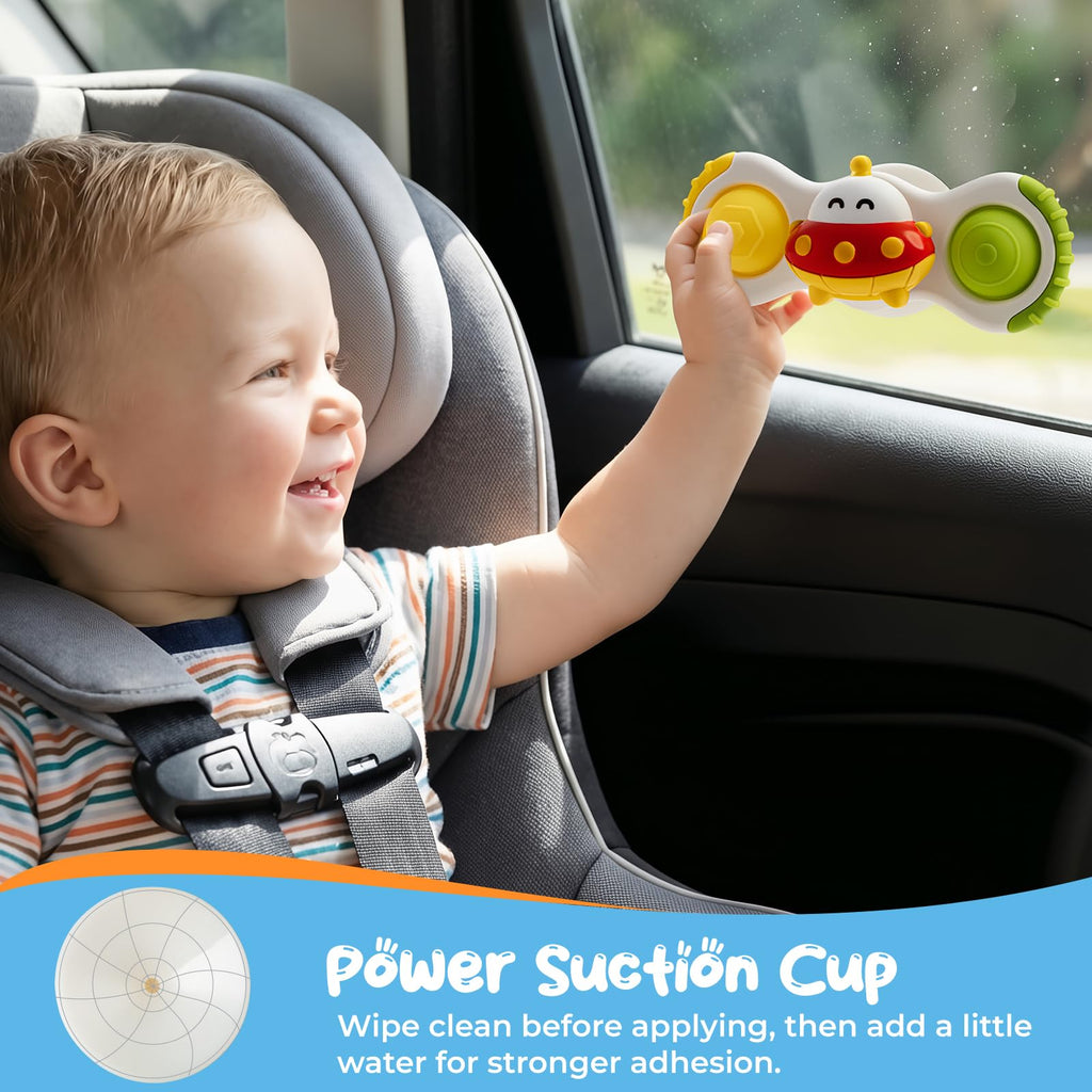 CalfQueen Baby Rocket Suction Cup Spinner - Travel Fidget Toy for Toddlers 1-3, Bath & High Chair Sensory Toy